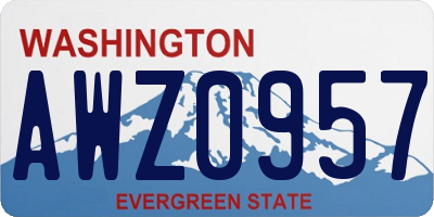 WA license plate AWZ0957