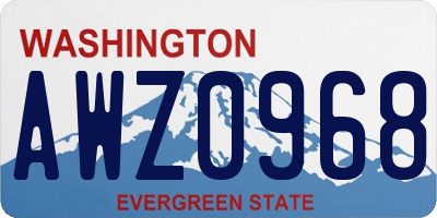 WA license plate AWZ0968