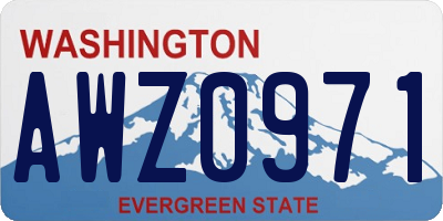 WA license plate AWZ0971