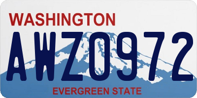 WA license plate AWZ0972