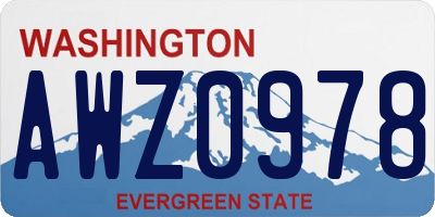 WA license plate AWZ0978