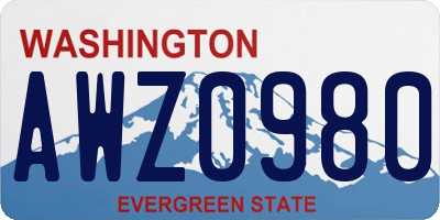 WA license plate AWZ0980