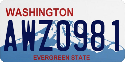WA license plate AWZ0981