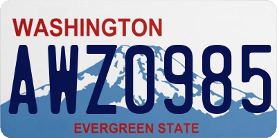 WA license plate AWZ0985