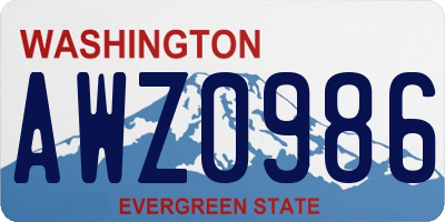 WA license plate AWZ0986