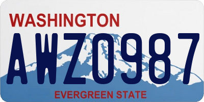 WA license plate AWZ0987