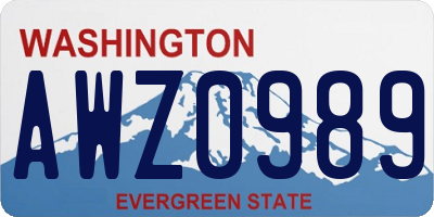 WA license plate AWZ0989