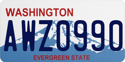 WA license plate AWZ0990