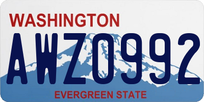 WA license plate AWZ0992