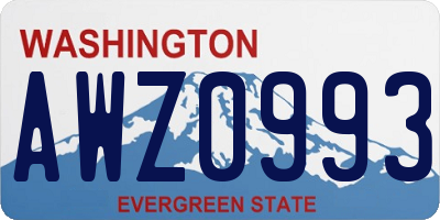 WA license plate AWZ0993