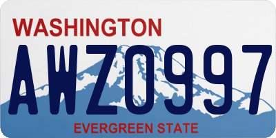 WA license plate AWZ0997