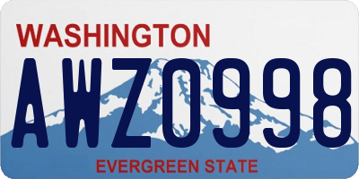 WA license plate AWZ0998