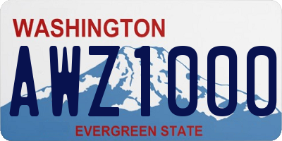 WA license plate AWZ1000