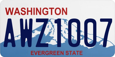 WA license plate AWZ1007