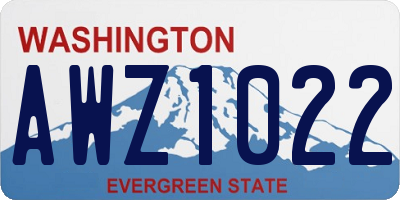 WA license plate AWZ1022