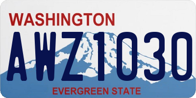 WA license plate AWZ1030