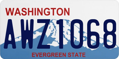 WA license plate AWZ1068