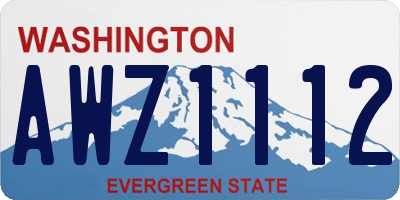 WA license plate AWZ1112