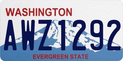 WA license plate AWZ1292