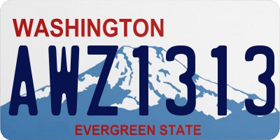 WA license plate AWZ1313