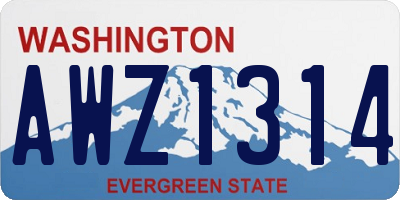 WA license plate AWZ1314