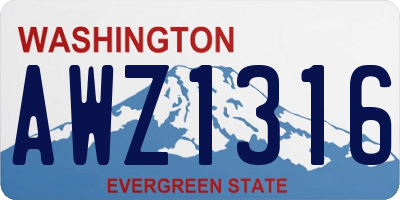 WA license plate AWZ1316
