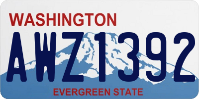 WA license plate AWZ1392