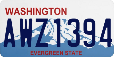 WA license plate AWZ1394