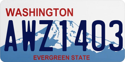 WA license plate AWZ1403