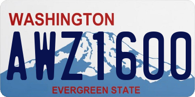 WA license plate AWZ1600