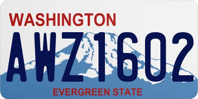 WA license plate AWZ1602