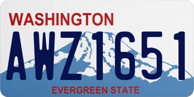 WA license plate AWZ1651