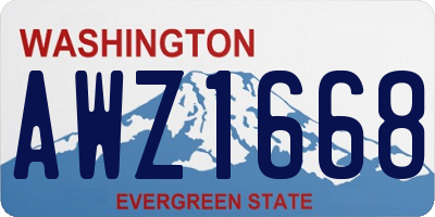 WA license plate AWZ1668