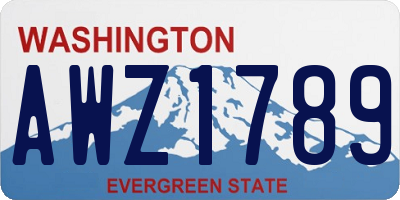 WA license plate AWZ1789