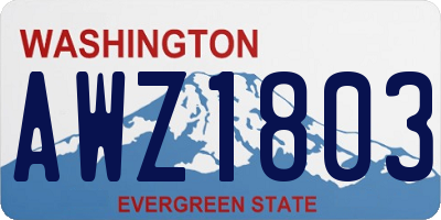 WA license plate AWZ1803