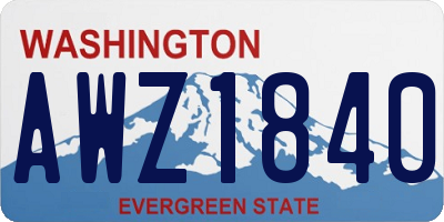 WA license plate AWZ1840