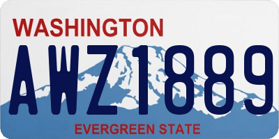 WA license plate AWZ1889