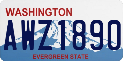WA license plate AWZ1890