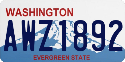 WA license plate AWZ1892