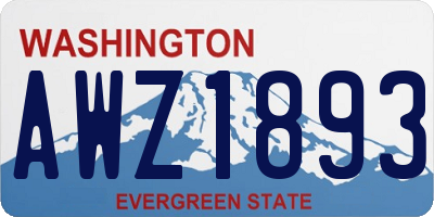 WA license plate AWZ1893