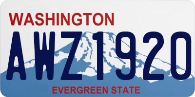 WA license plate AWZ1920