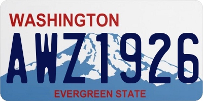 WA license plate AWZ1926