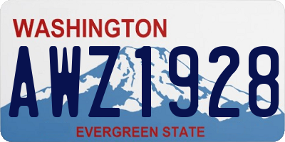WA license plate AWZ1928