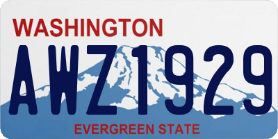 WA license plate AWZ1929