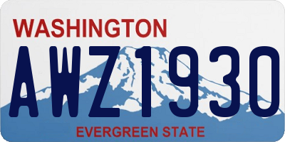 WA license plate AWZ1930