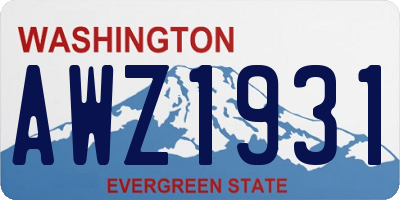 WA license plate AWZ1931