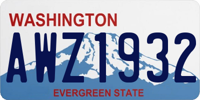 WA license plate AWZ1932