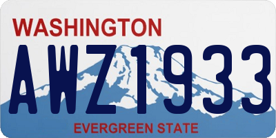 WA license plate AWZ1933