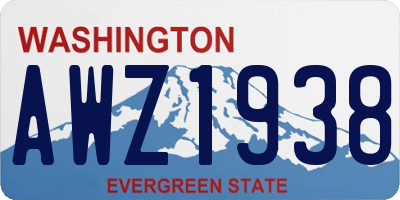 WA license plate AWZ1938