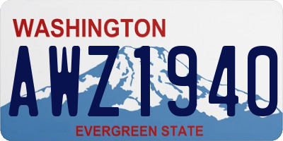 WA license plate AWZ1940